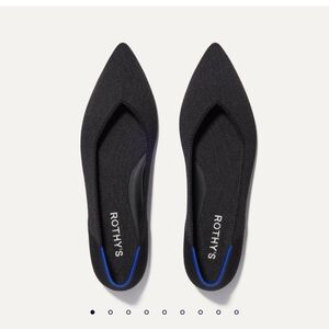 Rothy's Black Pointed Toe Flats with Blue Accent
